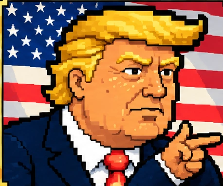 8-bit portrait of Donald Trump, the Donald inspiration